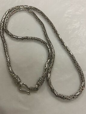 Sterling 925 Silver Vintage Byzantine Chain Necklace 18” Excellent Condition